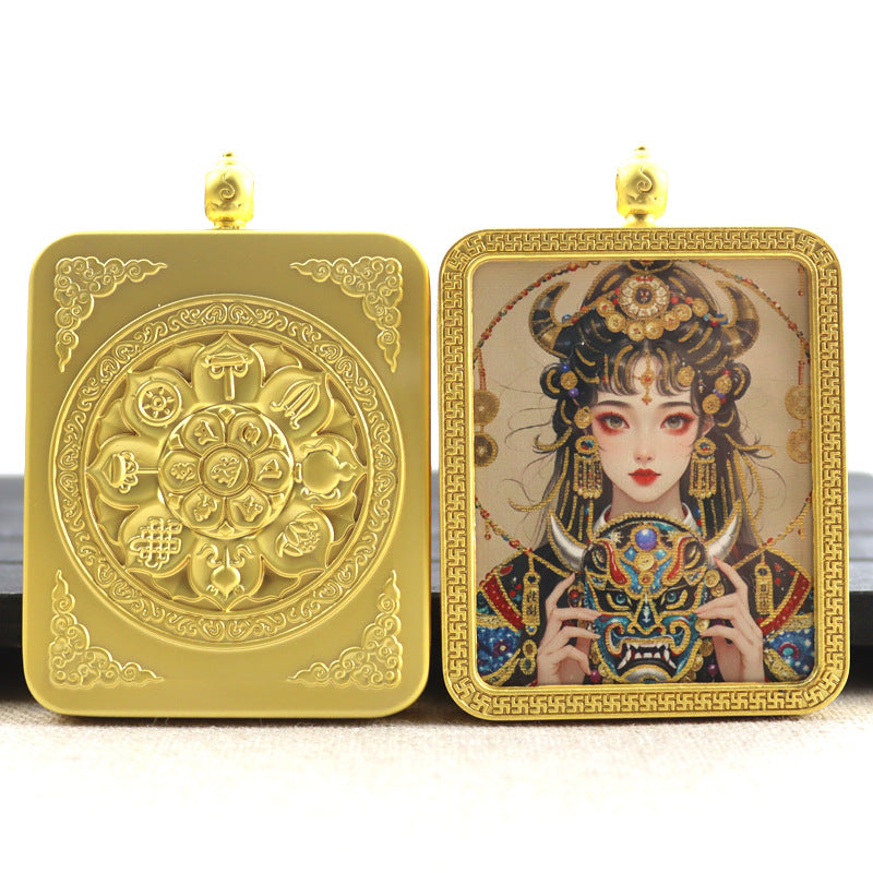 Alloy Thangka Box Featuring  Gilded Thangka