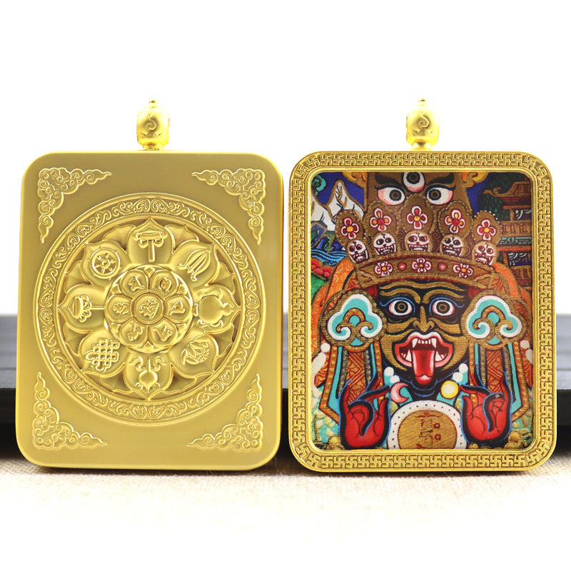 Alloy Thangka Box Featuring  Gilded Thangka