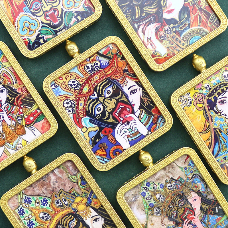 Alloy Thangka Box Featuring  Gilded Thangka