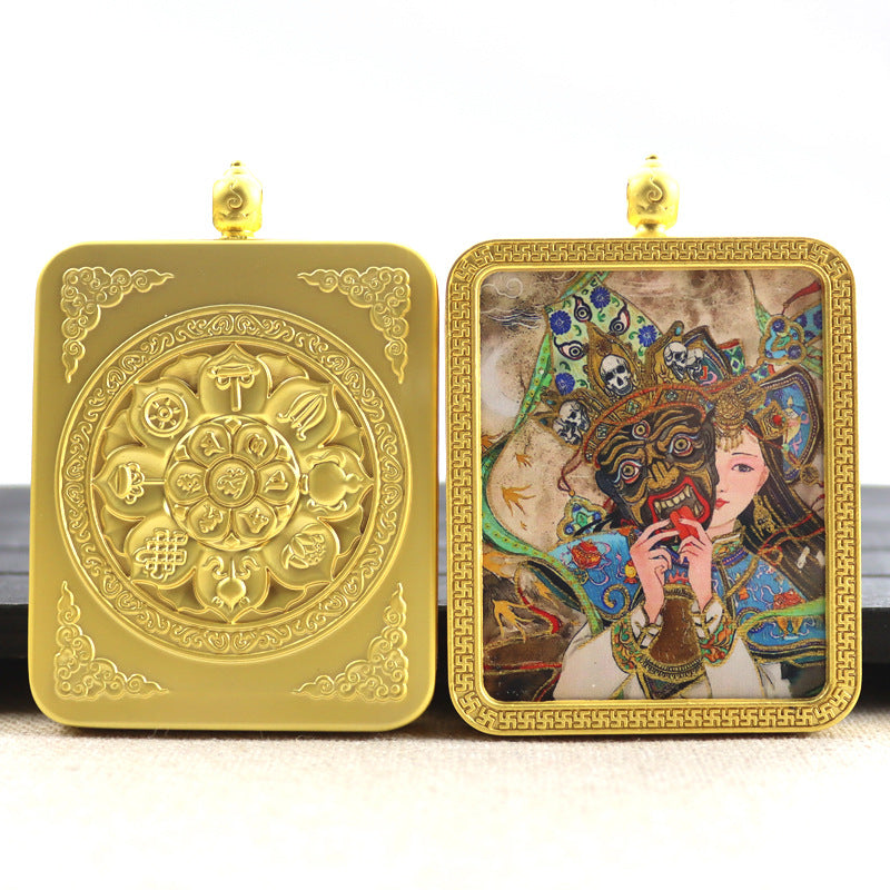 Alloy Thangka Box Featuring  Gilded Thangka