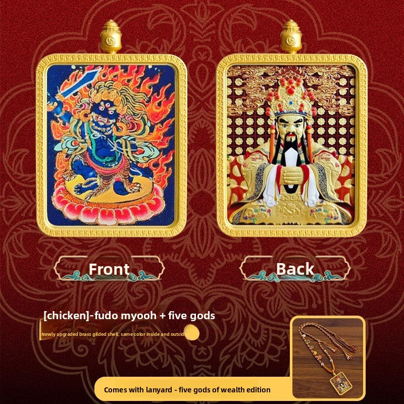 Eight Great Guardian Deities and Free Will Vajra Pendant