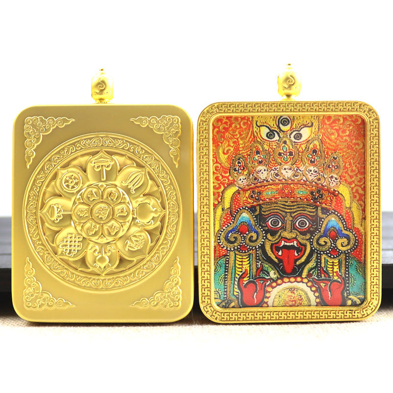 Alloy Thangka Box Featuring  Gilded Thangka