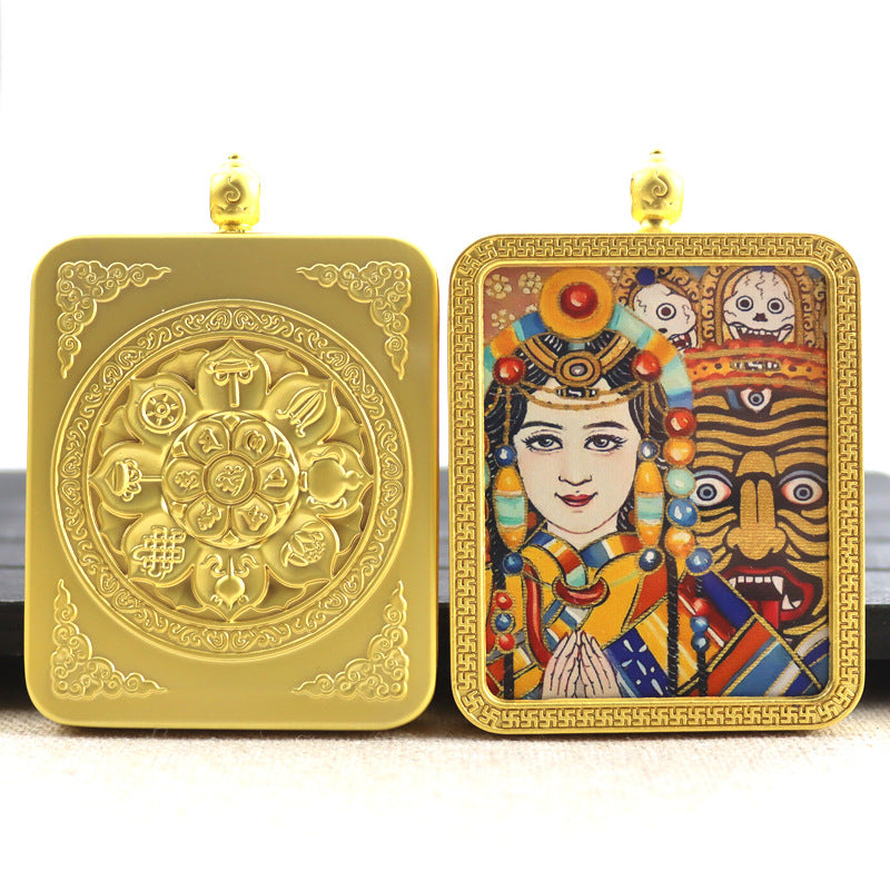 Alloy Thangka Box Featuring  Gilded Thangka