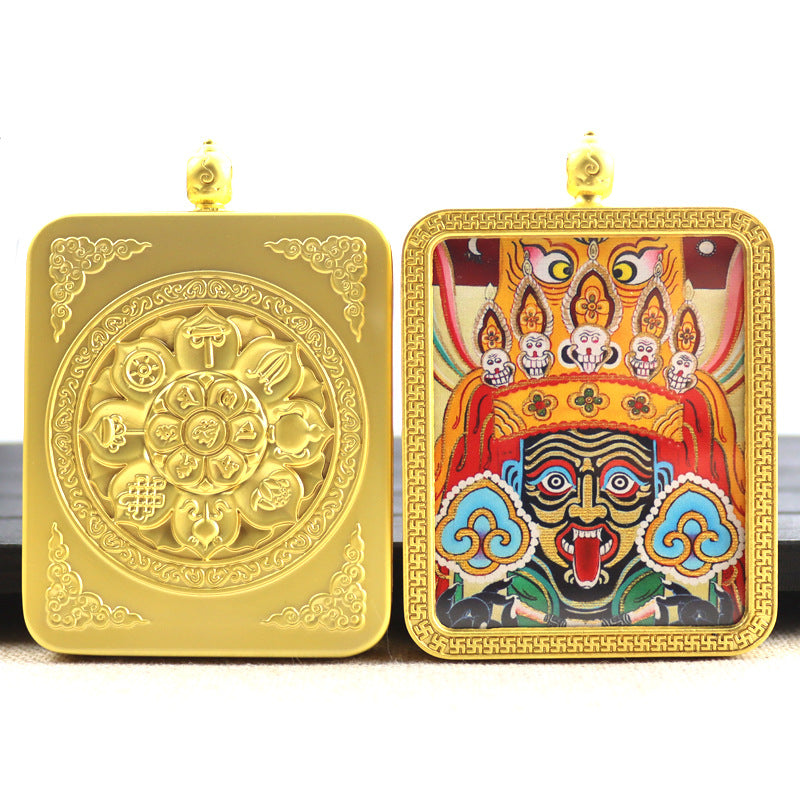 Alloy Thangka Box Featuring  Gilded Thangka