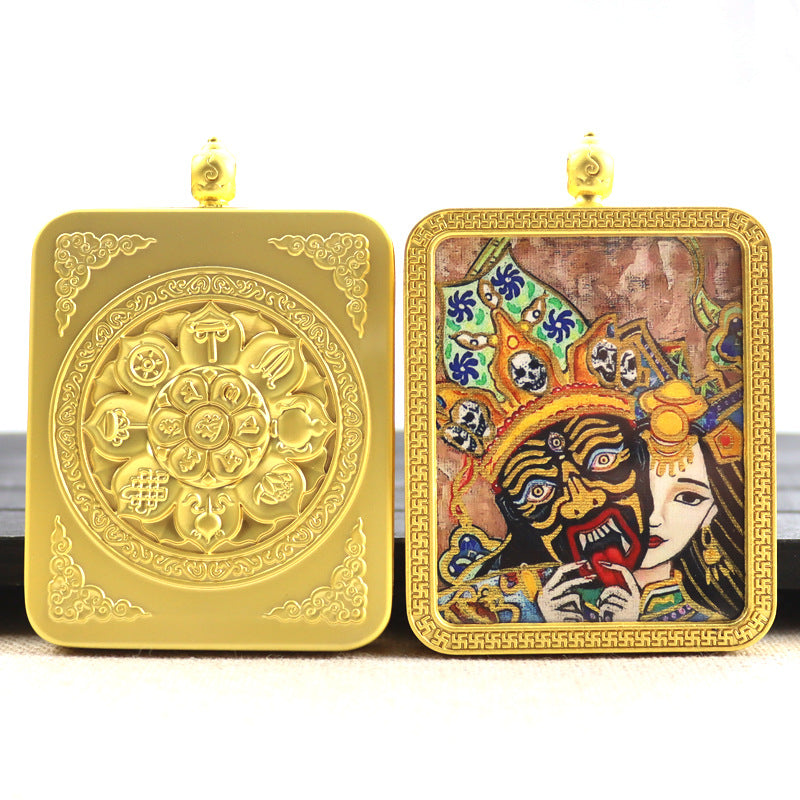 Alloy Thangka Box Featuring  Gilded Thangka