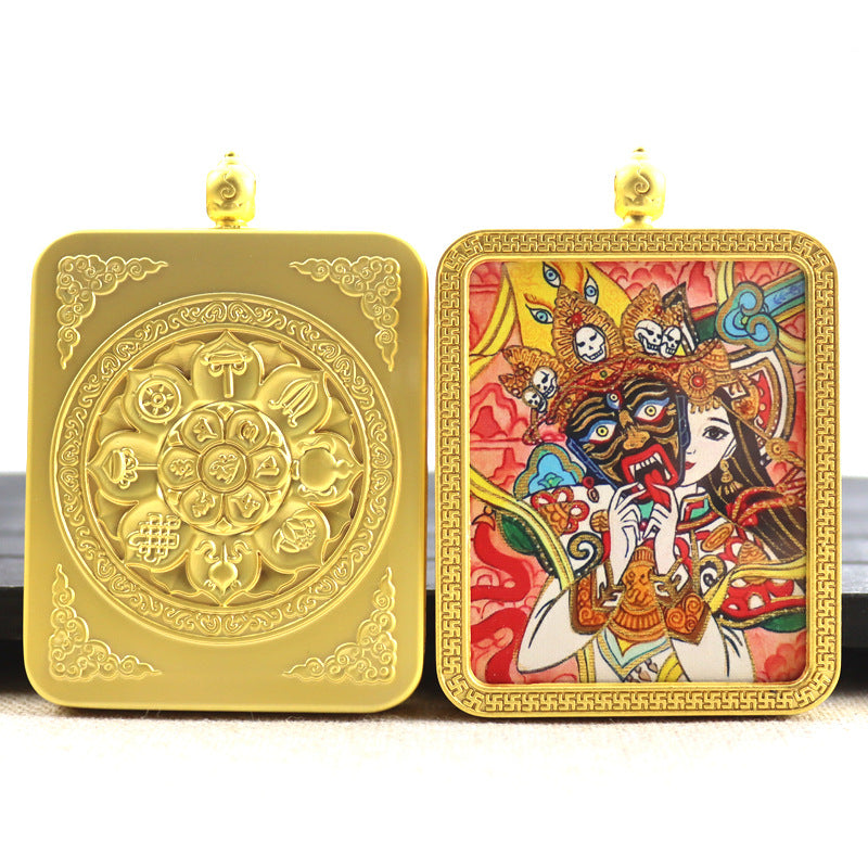 Alloy Thangka Box Featuring  Gilded Thangka