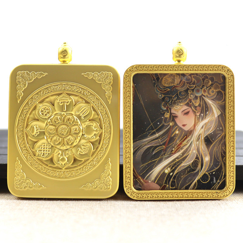 Alloy Thangka Box Featuring  Gilded Thangka