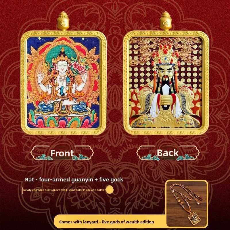 Eight Great Guardian Deities and Free Will Vajra Pendant