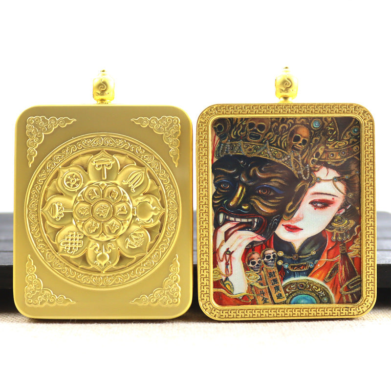 Alloy Thangka Box Featuring  Gilded Thangka