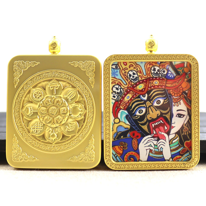 Alloy Thangka Box Featuring  Gilded Thangka