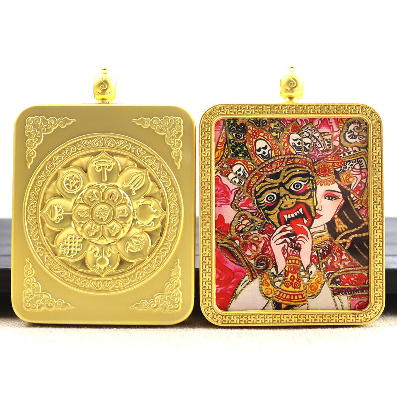 Alloy Thangka Box Featuring  Gilded Thangka