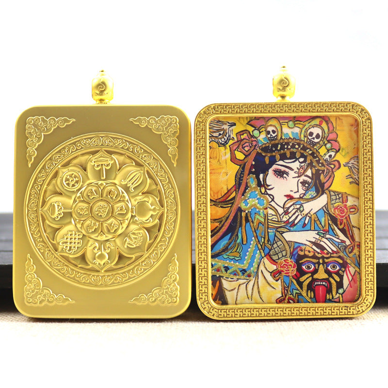 Alloy Thangka Box Featuring  Gilded Thangka