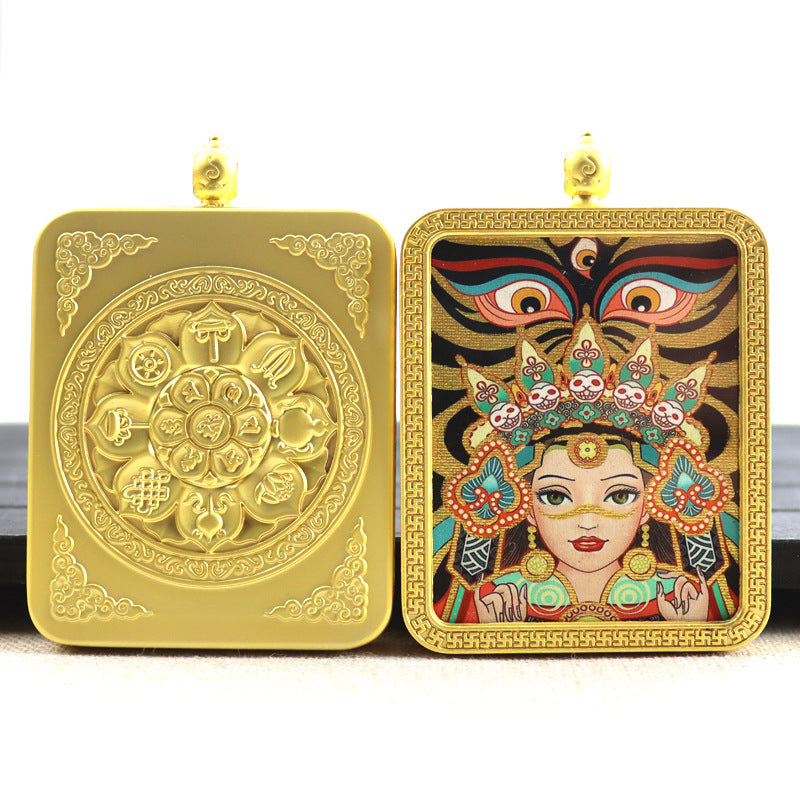 Alloy Thangka Box Featuring  Gilded Thangka