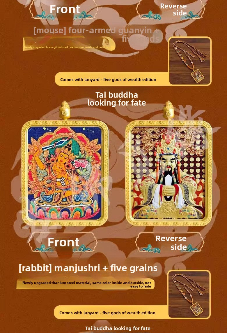 Eight Great Guardian Deities and Free Will Vajra Pendant