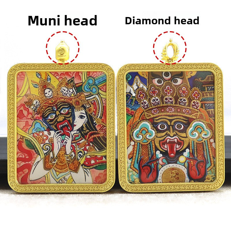 Alloy Thangka Box Featuring  Gilded Thangka