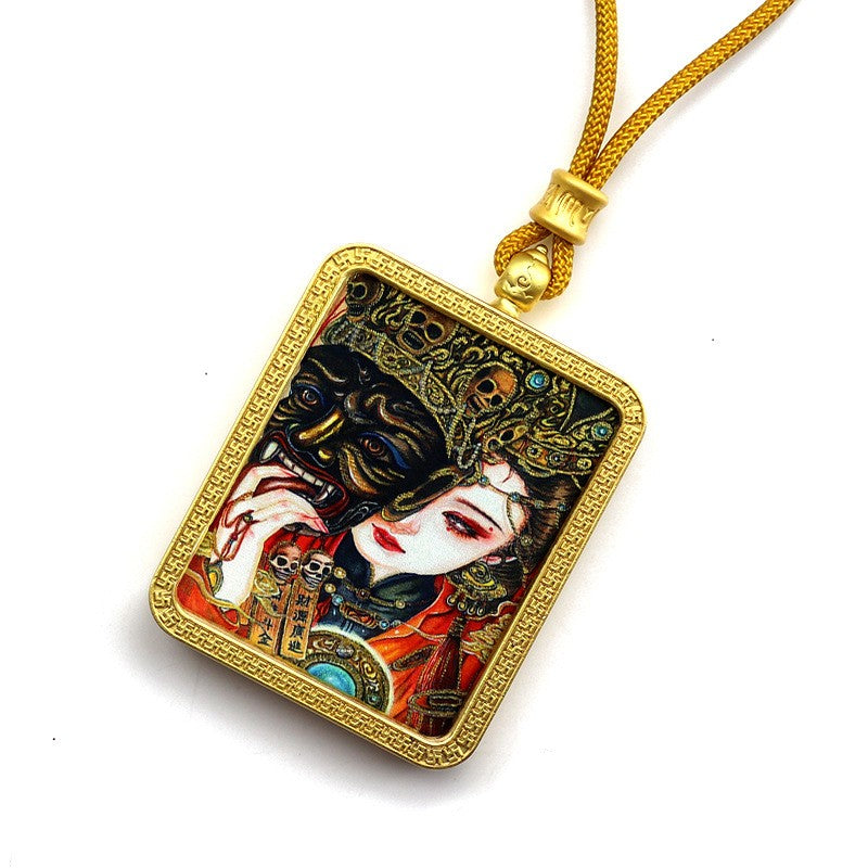 Alloy Thangka Box Featuring  Gilded Thangka