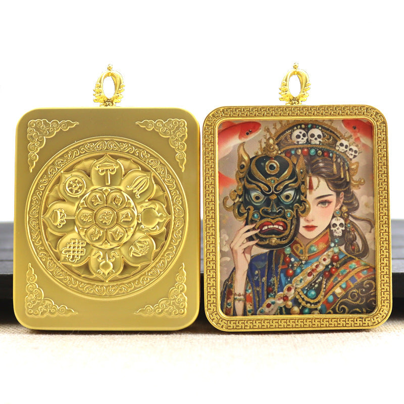 Alloy Thangka Box Featuring  Gilded Thangka