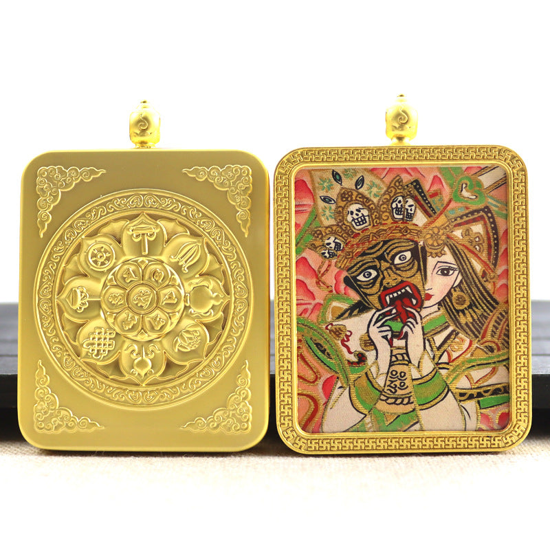 Alloy Thangka Box Featuring  Gilded Thangka