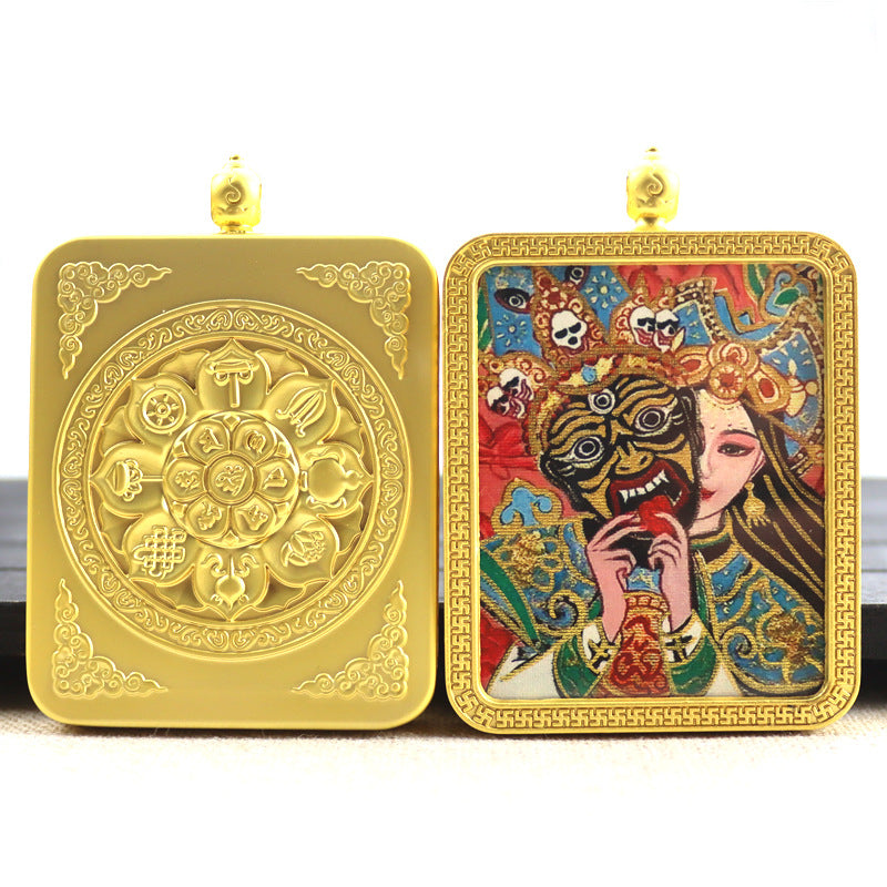 Alloy Thangka Box Featuring  Gilded Thangka