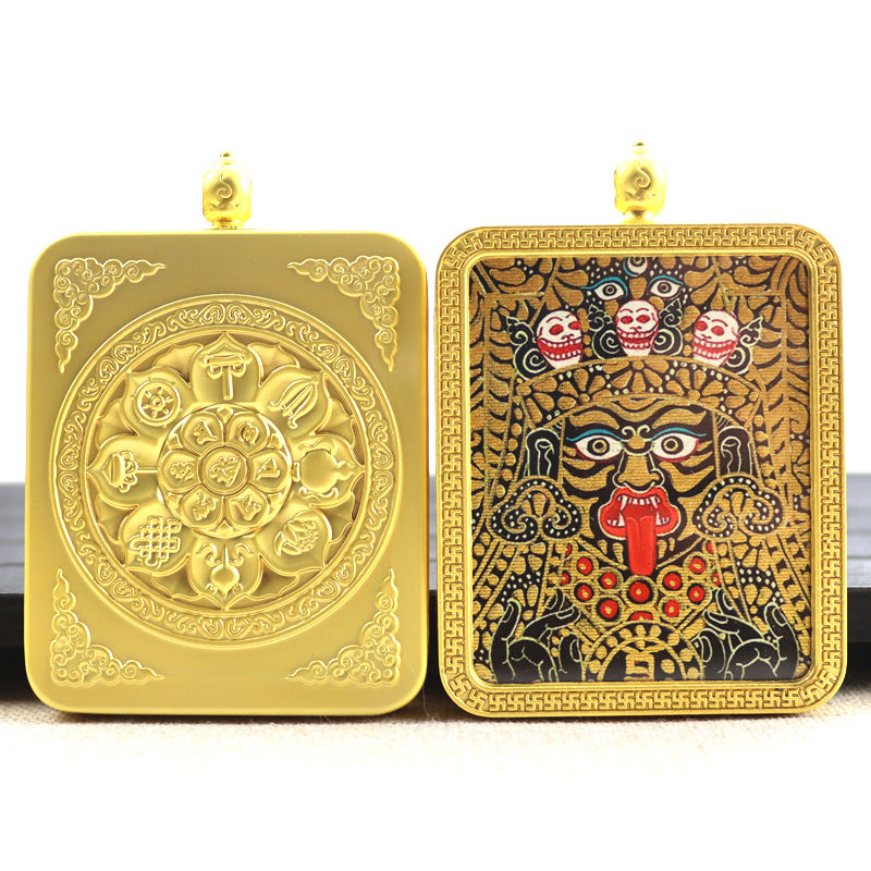 Alloy Thangka Box Featuring  Gilded Thangka